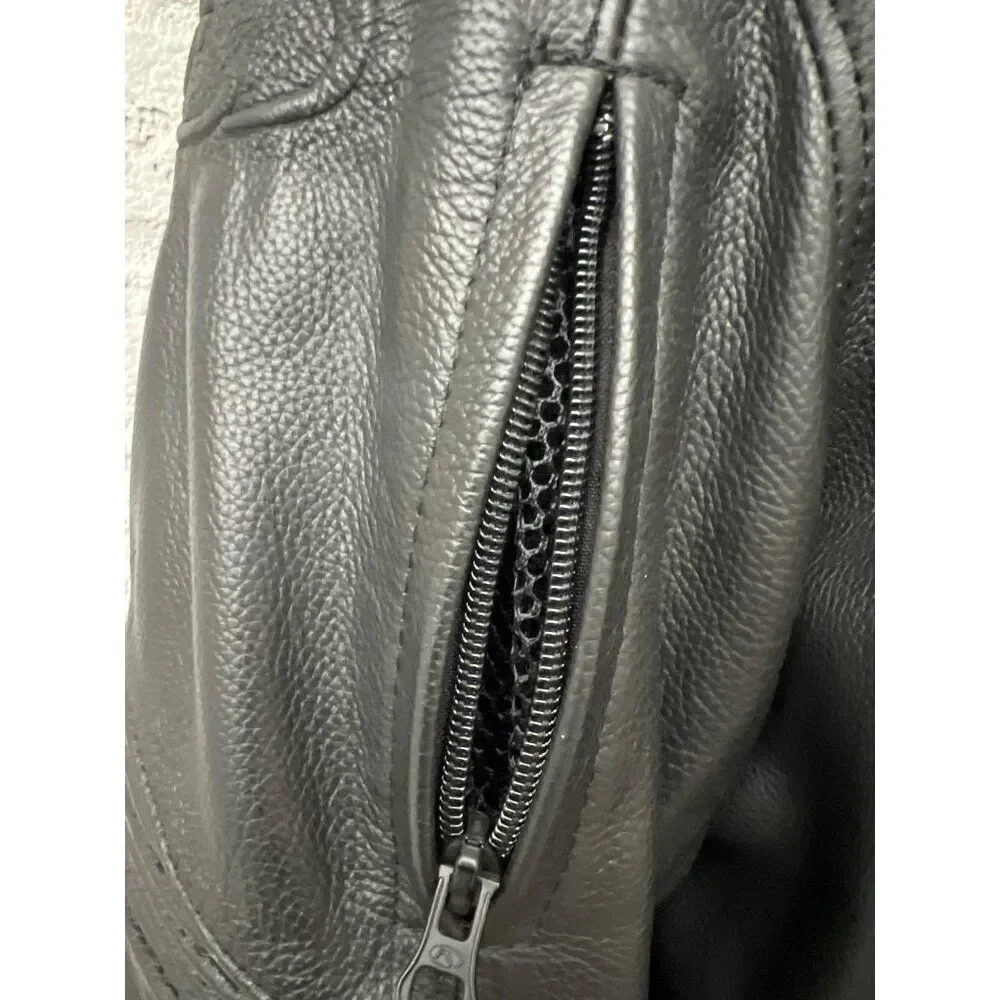FieldSheer Black Men Armored Leather Motorcycle Jacket Size 14